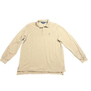 Polo Golf Ralph Lauren Mens Large 100% Pima Cotton Long Sleeve Polo Shirt Tan